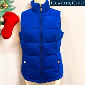 058 Charter Club | NWOT Quilted Zip-Front Puffer Vest - Cobalt Blue (Size S/M)